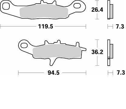 812CM44-Sunstar Sprockets and Chains-812CM44 Challenge Series Sintered Pads Front